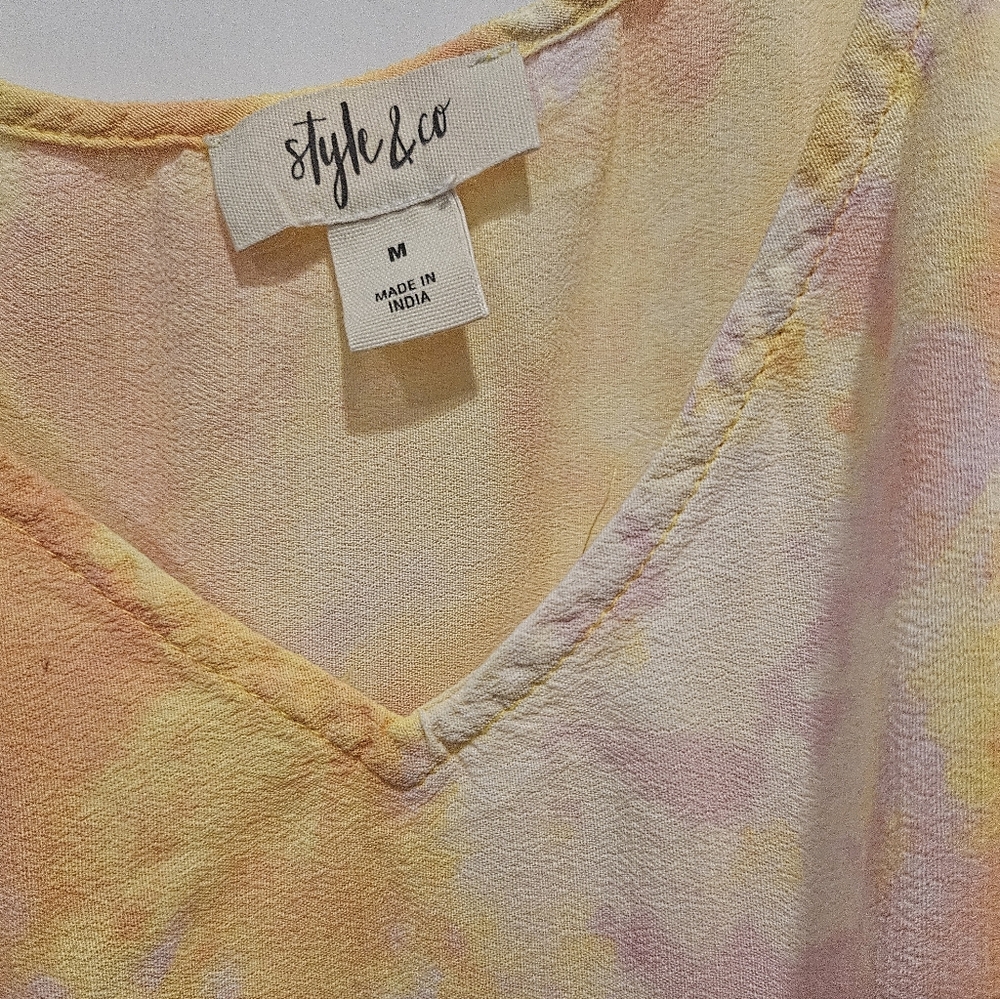 Style & Co Yellow and Pink Tie-Dye Maxi Dress Size M - Picture 3 of 11